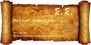 Retter Romulusz névjegykártya